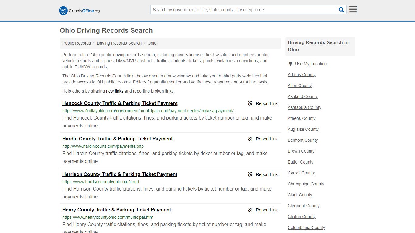Driving Records Search - Ohio (Accident Reports & Traffic Tickets)